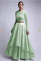 Beguiling Designer One Piece Jardoshi Work Mirror light green color Lehenga Choli