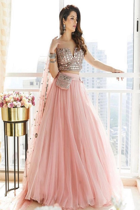 Beautiful Pink Lehenga Choli For Girls