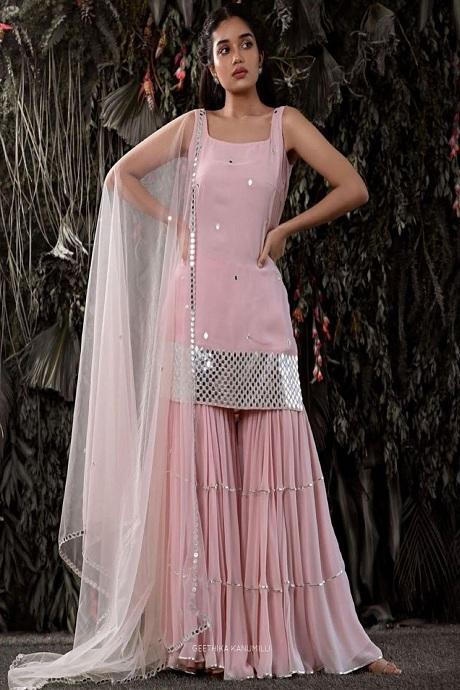 light pink color Beautiful Designer Salwar Sarara Sets