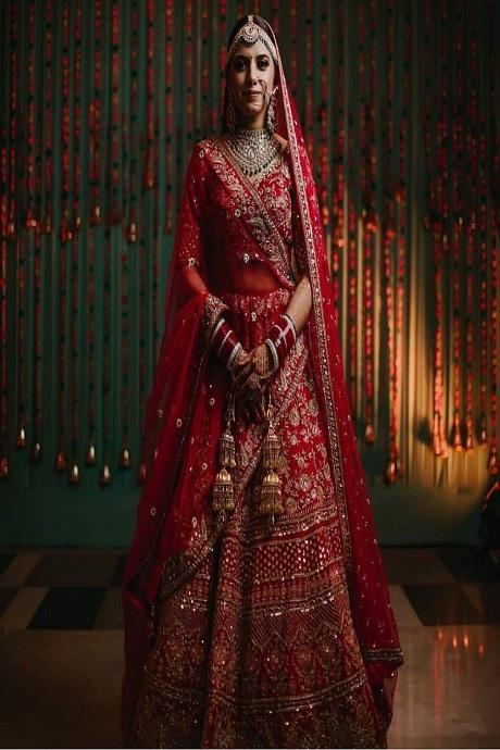 Stylish Embroidery Work red Color Soft Tapeta Lehenga Choli