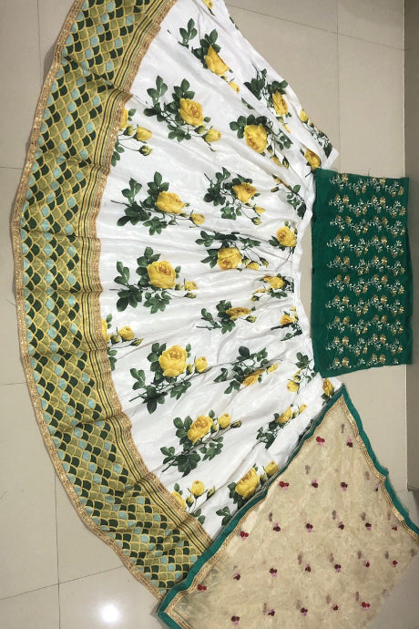 multi Designer One piece Pure Silk Lehenga For Girls