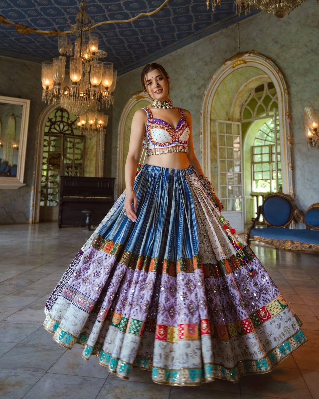 Alluring Soft Silk Multi color Jardoshi Work Lehenga For Engagement