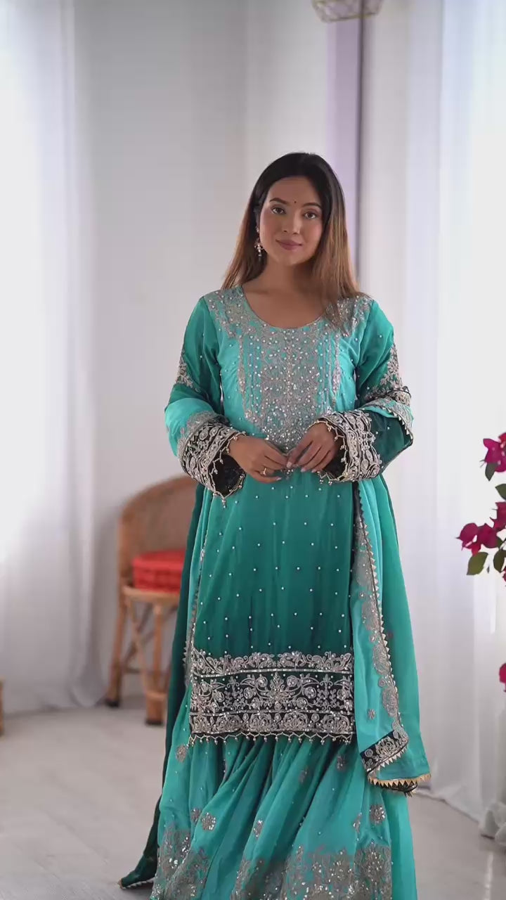 Pure Silk Embroidery Hand Work Designer Suits Online