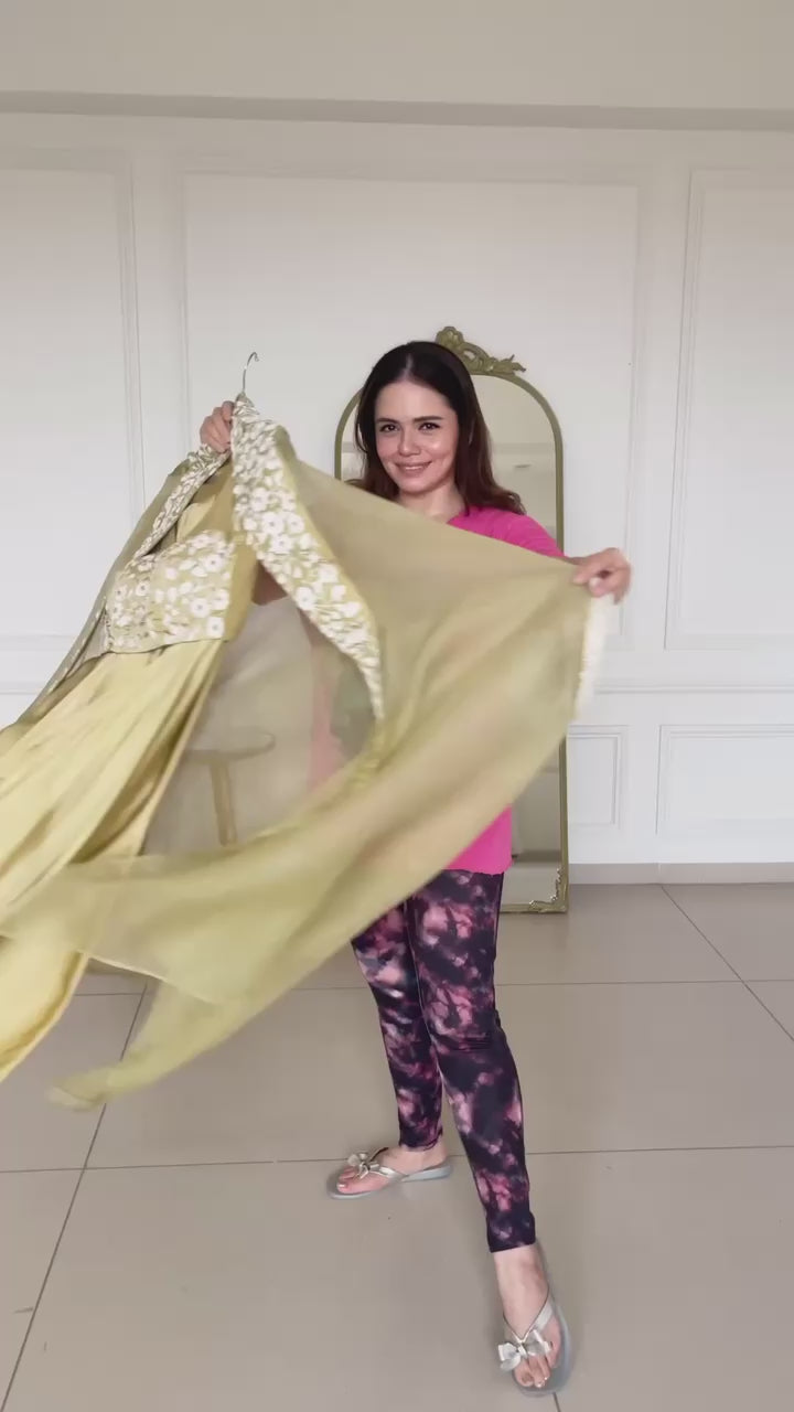 Pleasant golden Color Suit With Bottom Dupatta