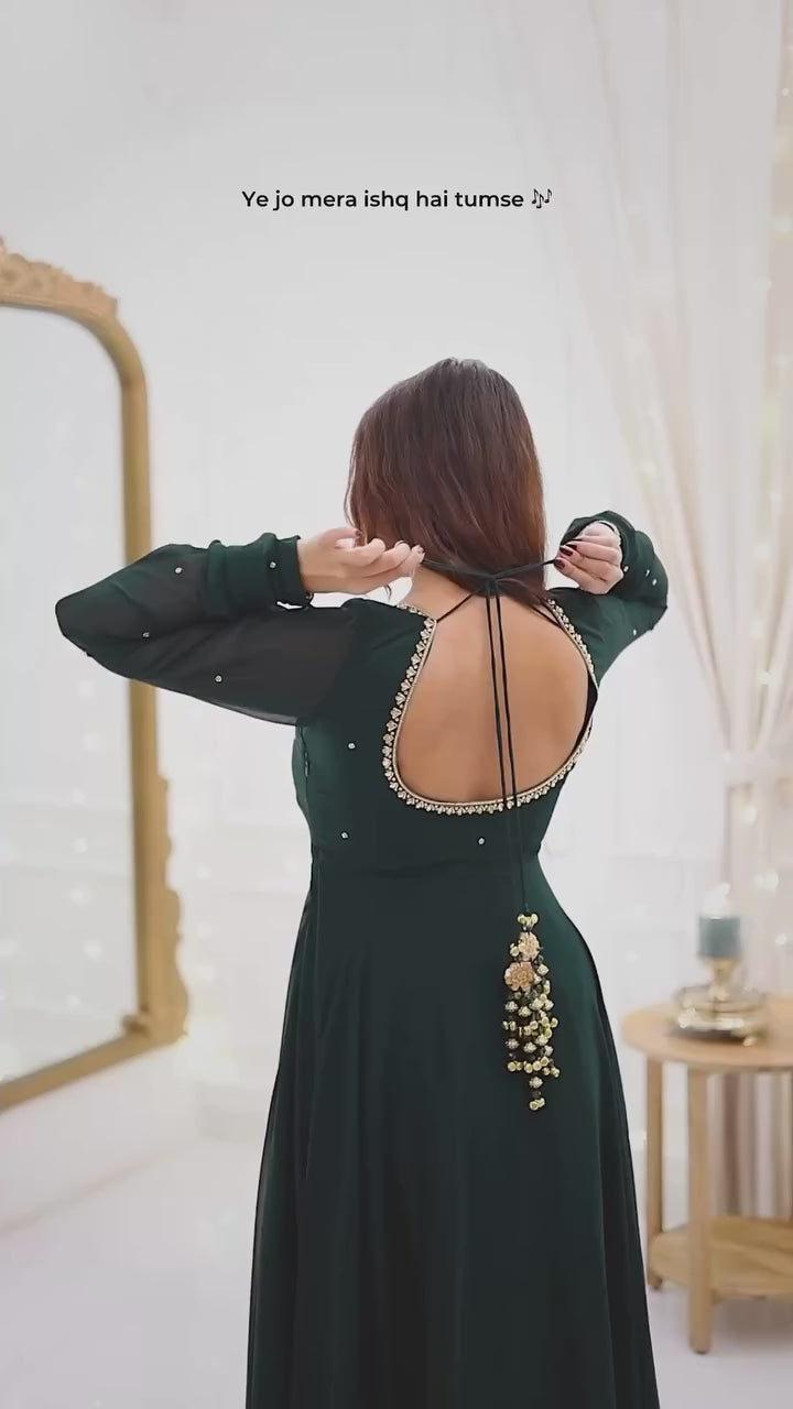 Attractive green Color Heavy Reyon Prints Gown