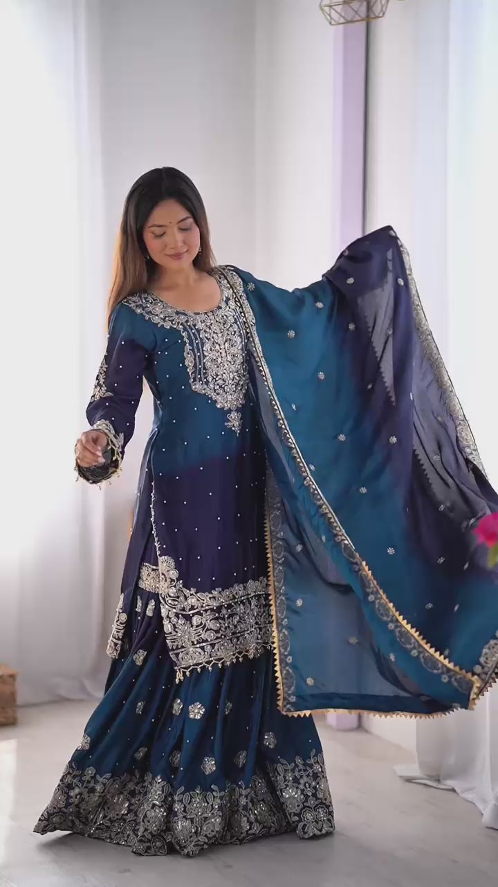 Pure Silk Embroidery Hand Work Latest Designer Gown Online