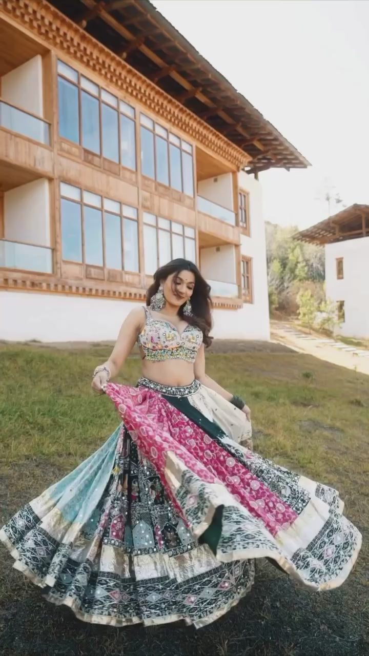 Soft Georgette Frill multi color Jardoshi Embroidery Work Lehenga Choli Collection