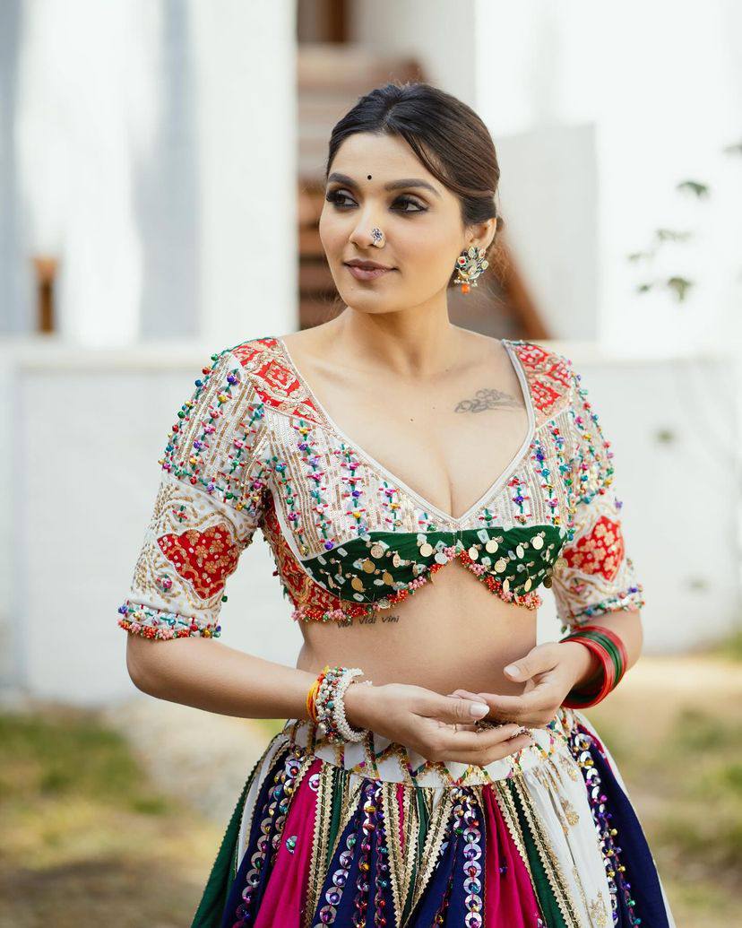 Soft Georgette Frill multi color Jardoshi Embroidery Work Lehenga Choli Collection