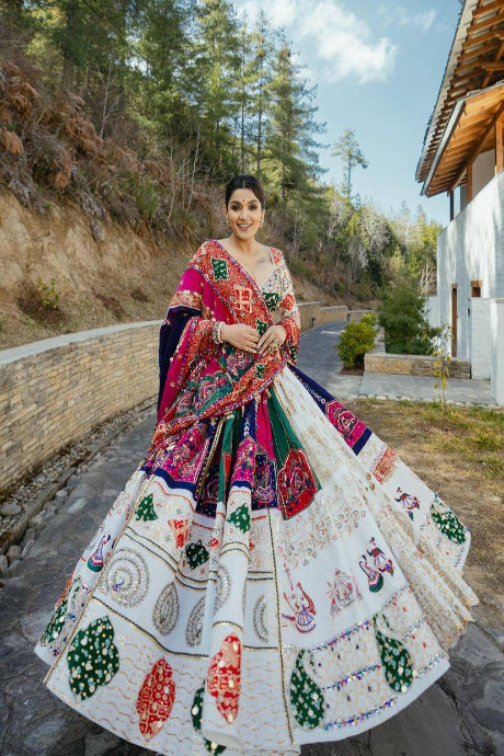 Soft Georgette Frill multi color Jardoshi Embroidery Work Lehenga Choli Collection