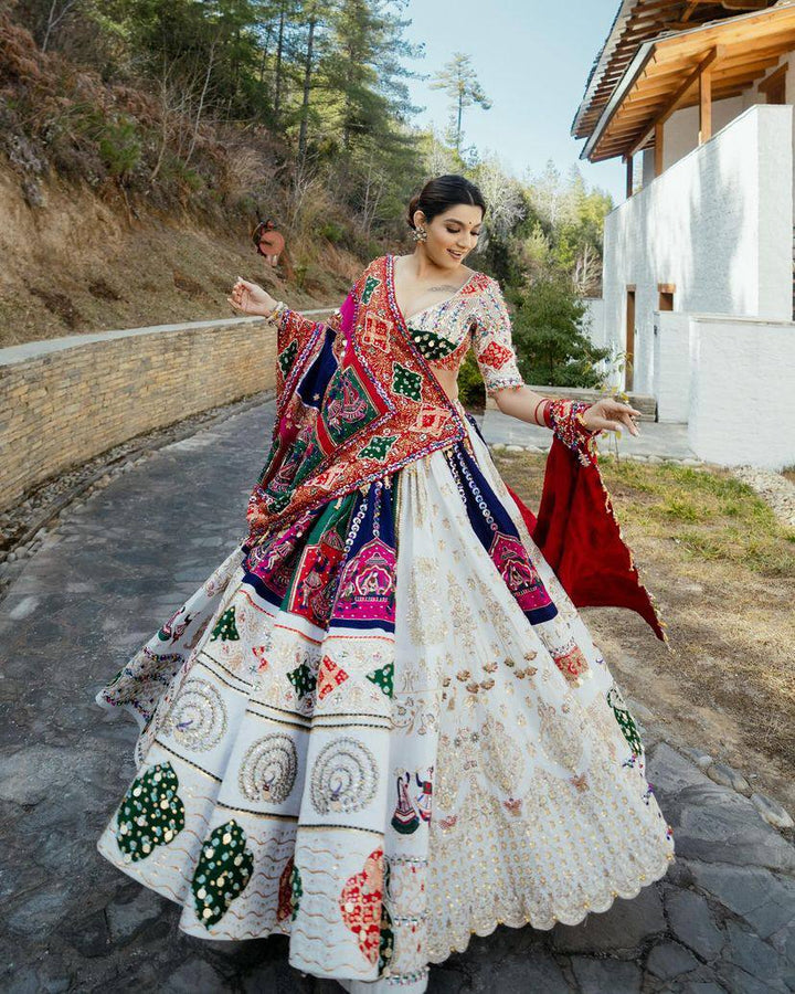 Soft Georgette Frill multi color Jardoshi Embroidery Work Lehenga Choli Collection