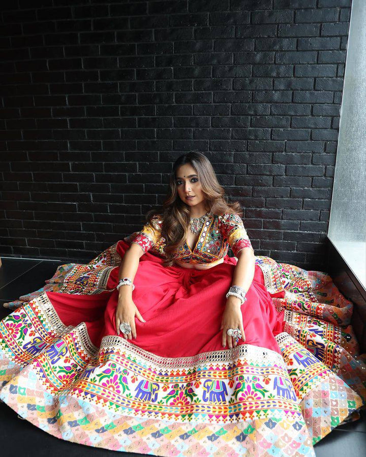 Stylish Embroidery Work multy Color Soft Tapeta Lehenga Choli