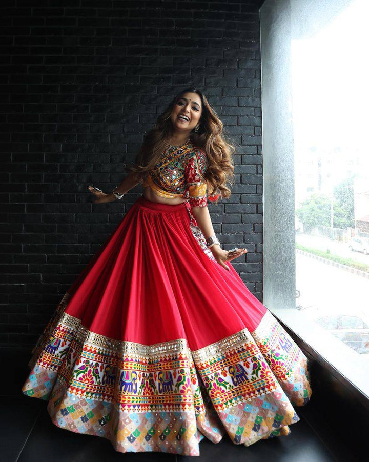 Stylish Embroidery Work multy Color Soft Tapeta Lehenga Choli