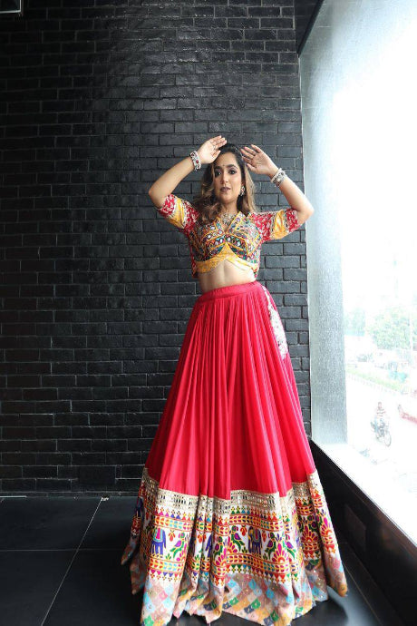 Stylish Embroidery Work multy Color Soft Tapeta Lehenga Choli