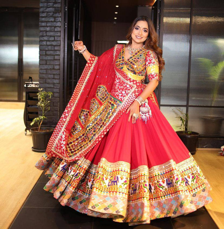 Stylish Embroidery Work multy Color Soft Tapeta Lehenga Choli