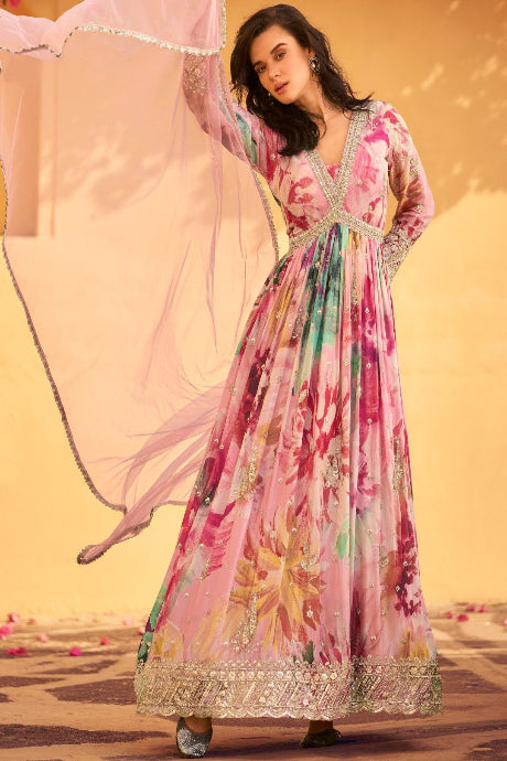 Party Wear Embroidery Work Anarkali Gown for women