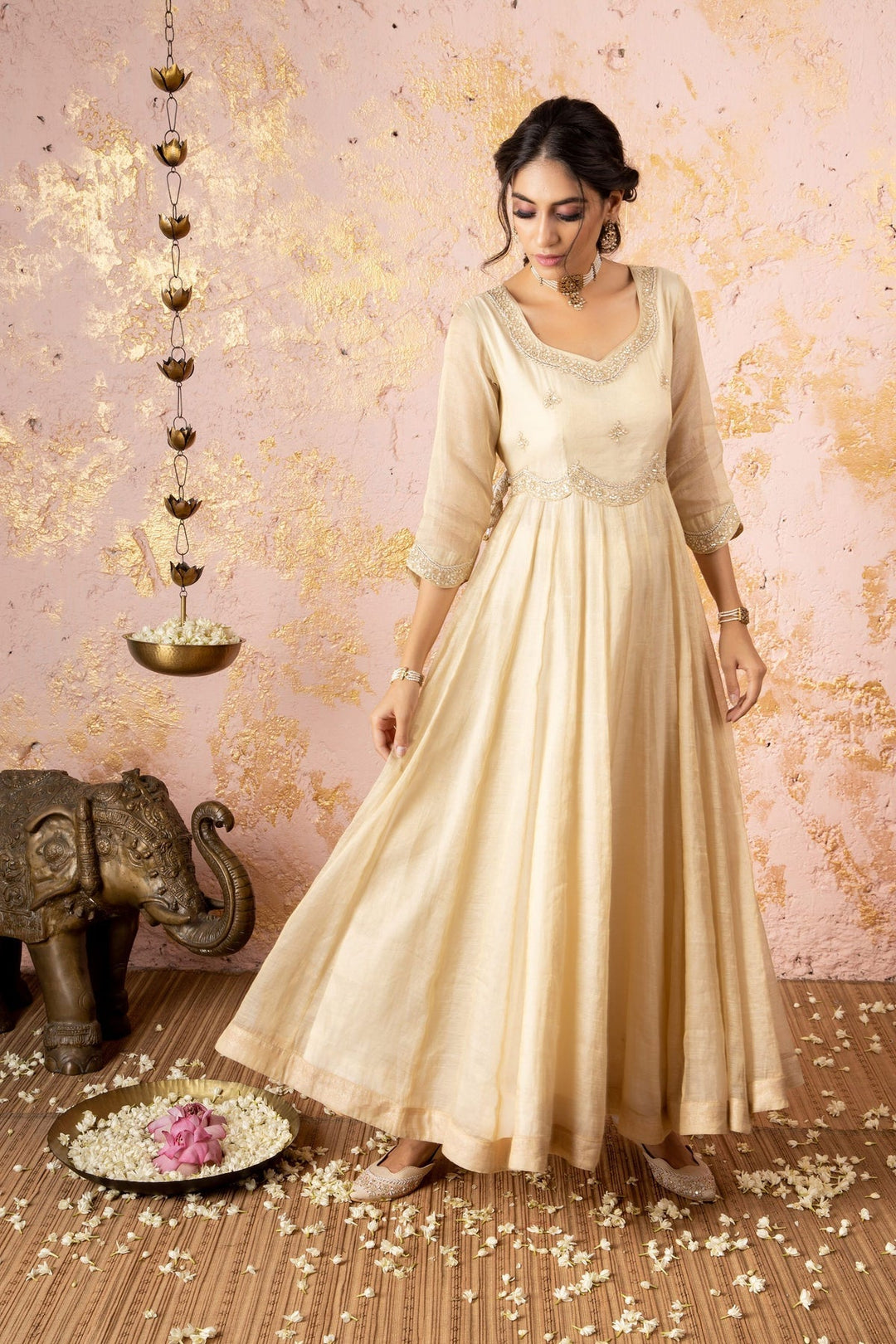 Printed Designer Silk Embroidery Work Gown For Party wear women