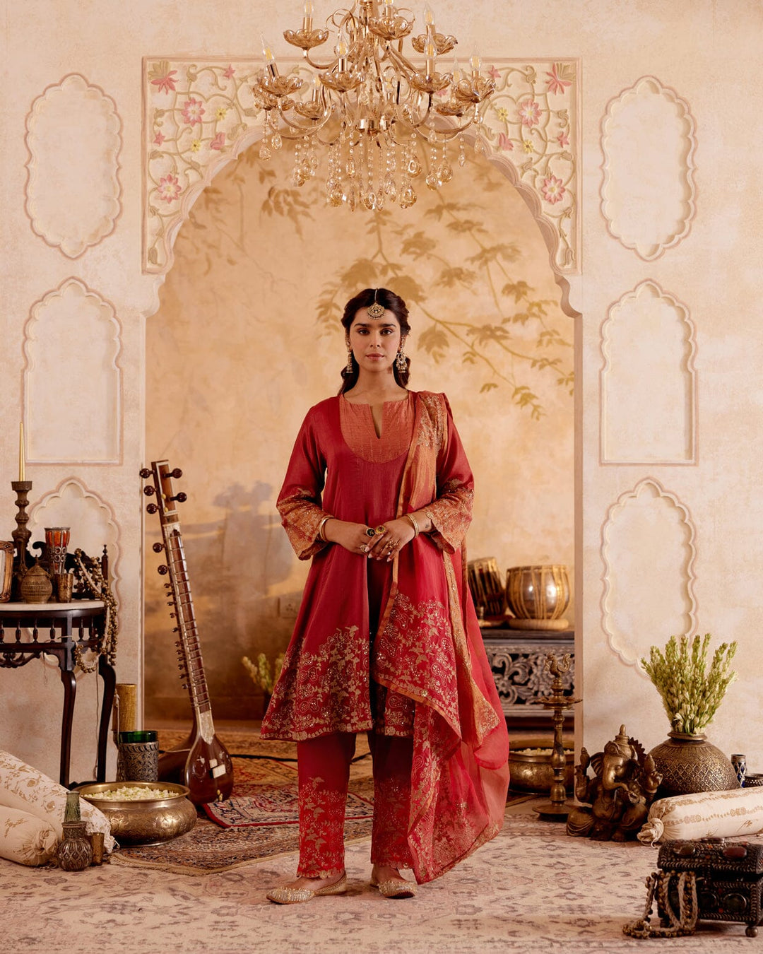 Red Color Party Wear Embroidery Work Salwar Suits