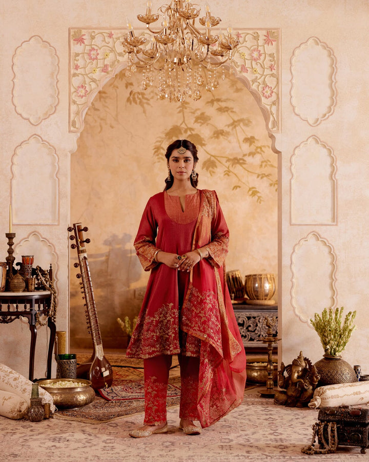 Red Color Party Wear Embroidery Work Salwar Suits