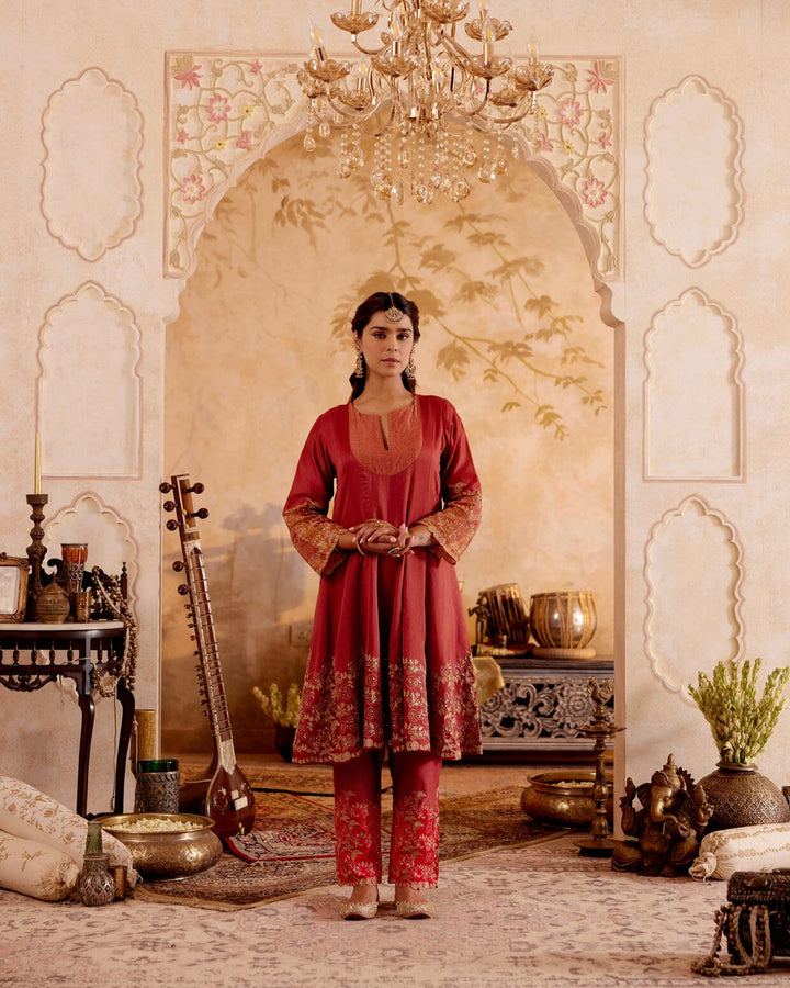 Red Color Party Wear Embroidery Work Salwar Suits