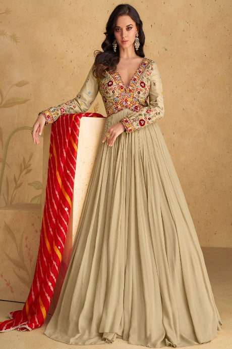Anarkali Embroidery Work Gown Design