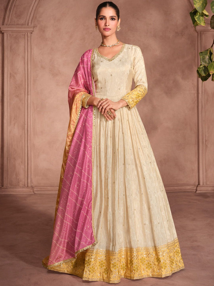 Party Wear Embroidery Work Gown Dress for girls
