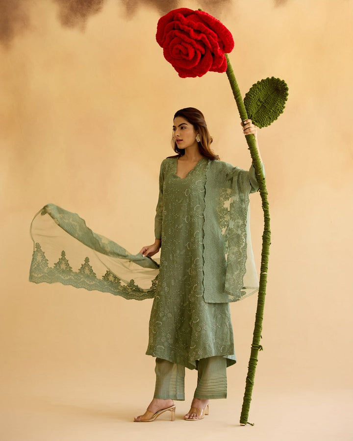 green Color Georgette Wedding Sarara Salwar Suits