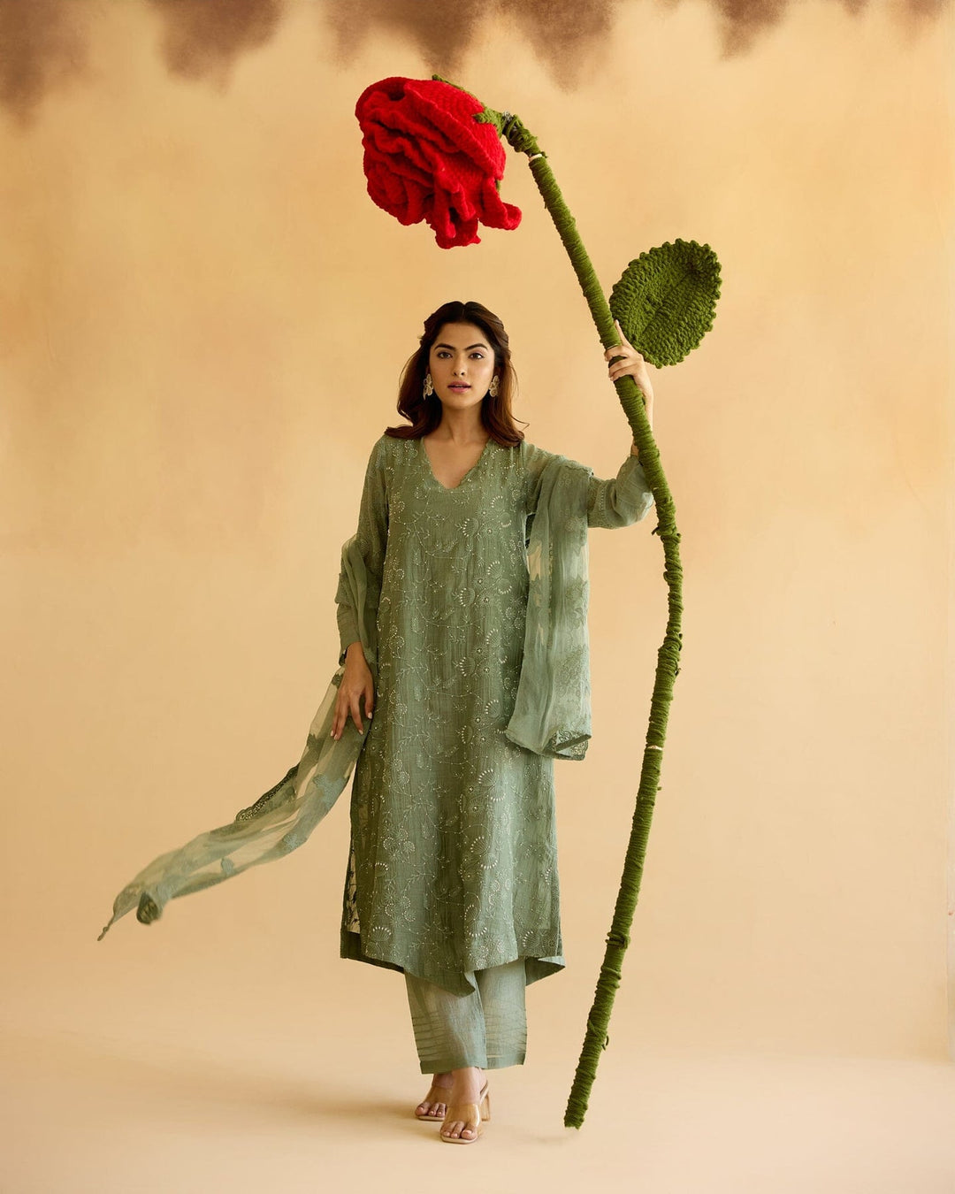 green Color Georgette Wedding Sarara Salwar Suits