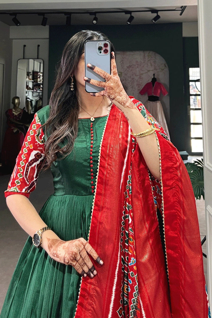 Embroidery Work Mirror Heavy Gown Dress For Women