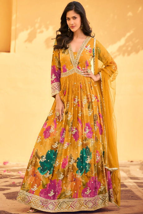 Heavy Designer Anarkali Lowest Price Silk Gown For Women