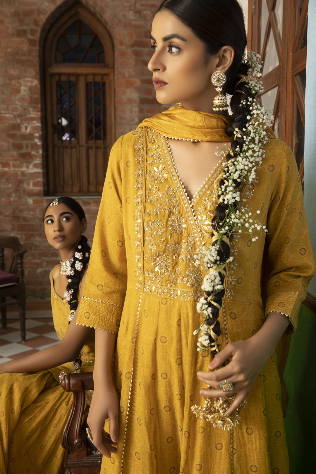 Antic yellow Color Embroidery Work Designer Attractive Kurti N Plzoo