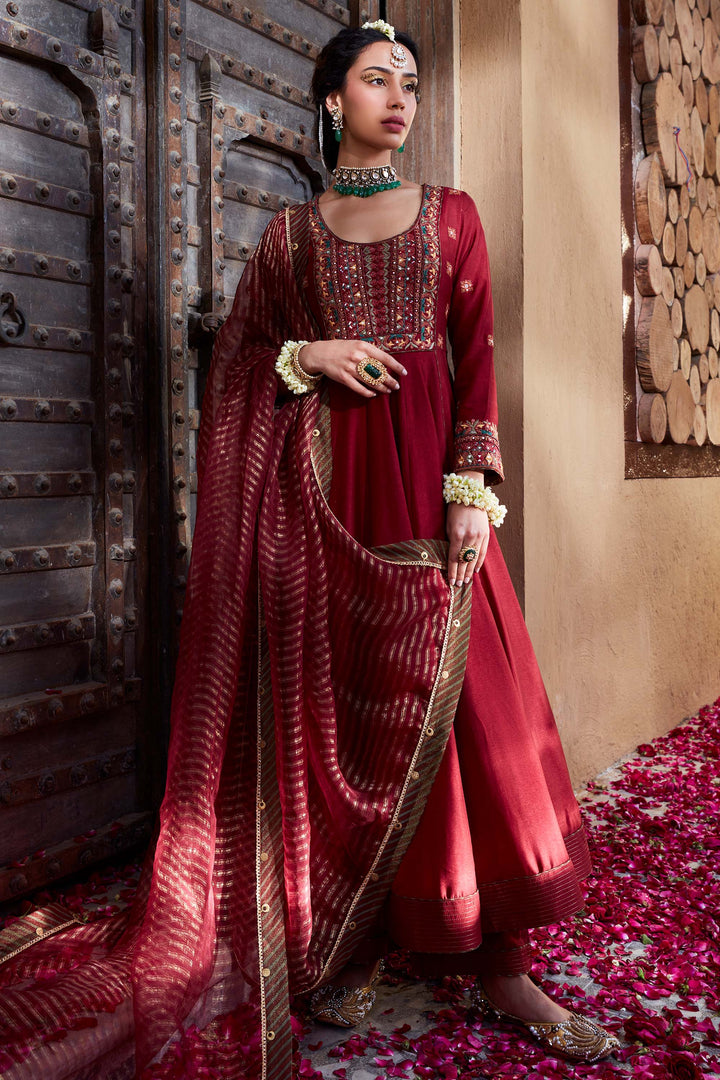 Appealing maroon Color Heavy Embroidery Work Trendy Kurti N Plazo