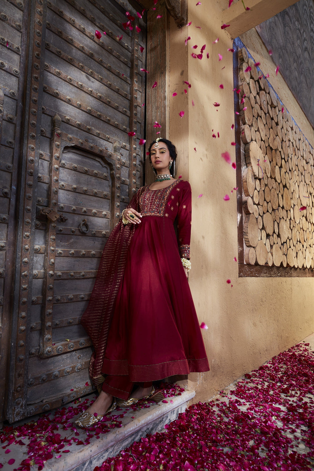Appealing maroon Color Heavy Embroidery Work Trendy Kurti N Plazo