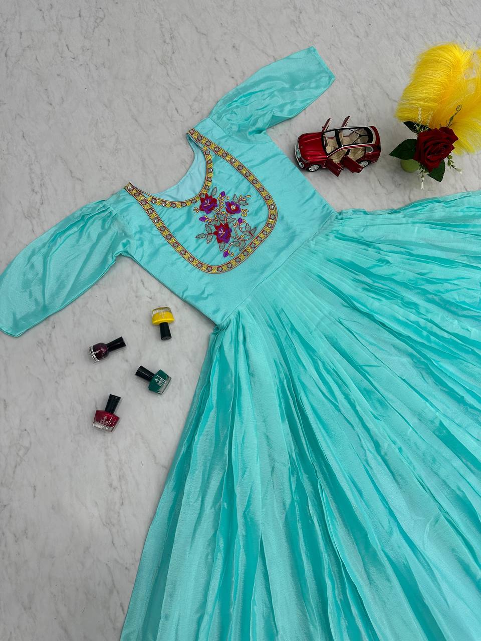 Attractive Light Royal Designer Gown for girls