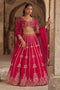 pink color Awesome Designer Heavy Jardoshi Work Lehenga Choli Design for bride