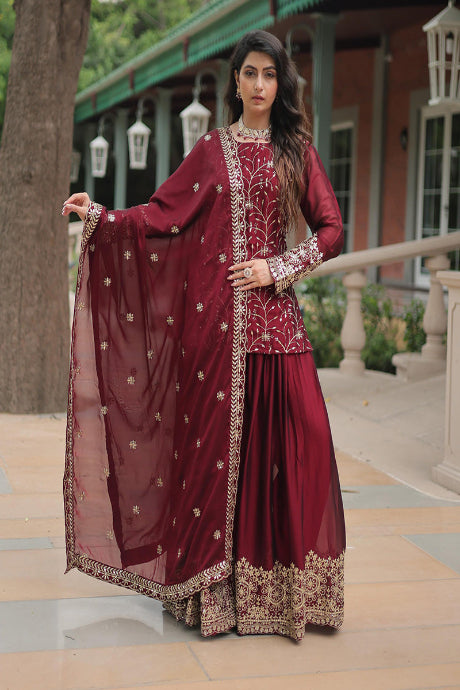 Amazing maroon Color Designer Onine Kurti N Sarara