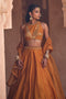 marigold yellow Designer Party Wear Embroidery Work Mirror Lehenga For Girls