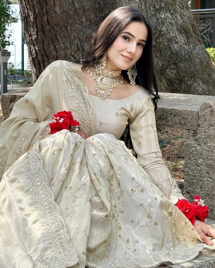 Stylish Designer Straight Parrot Gorgette Gown Online for women