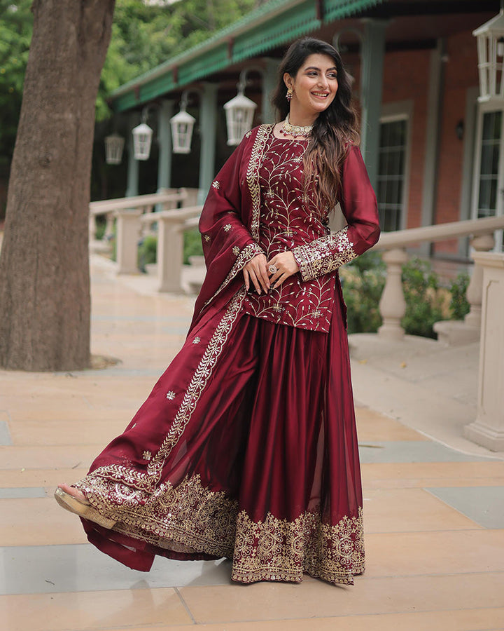 Amazing maroon Color Designer Onine Kurti N Sarara