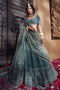 sage green Color Red Work Festival Wear Lehenga