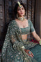 sage green Color Red Work Festival Wear Lehenga