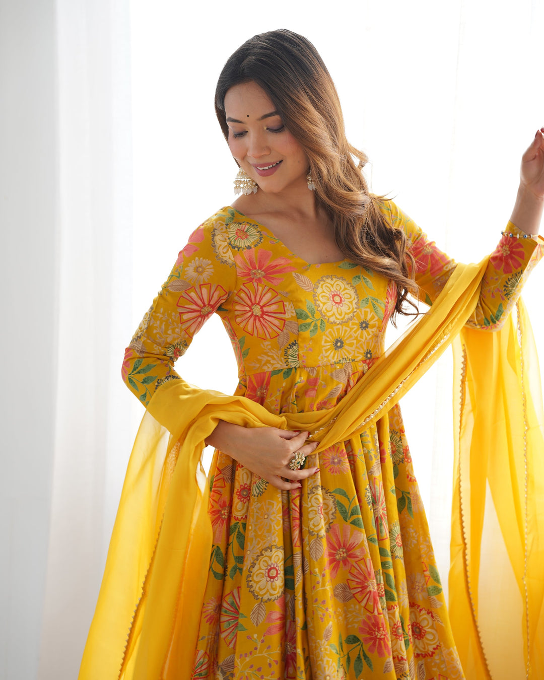 Mirror Designer yellow color Heavy Salwar Suits Designs