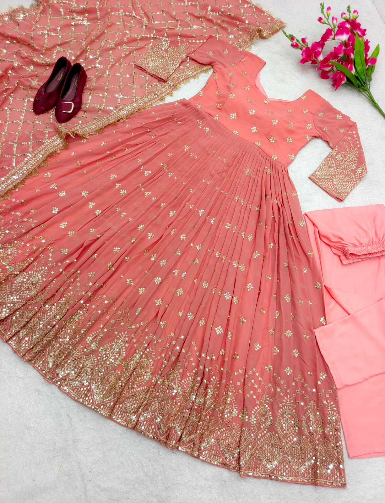 Designer Heavy Printed Bollywood Gown Dress Design for girls