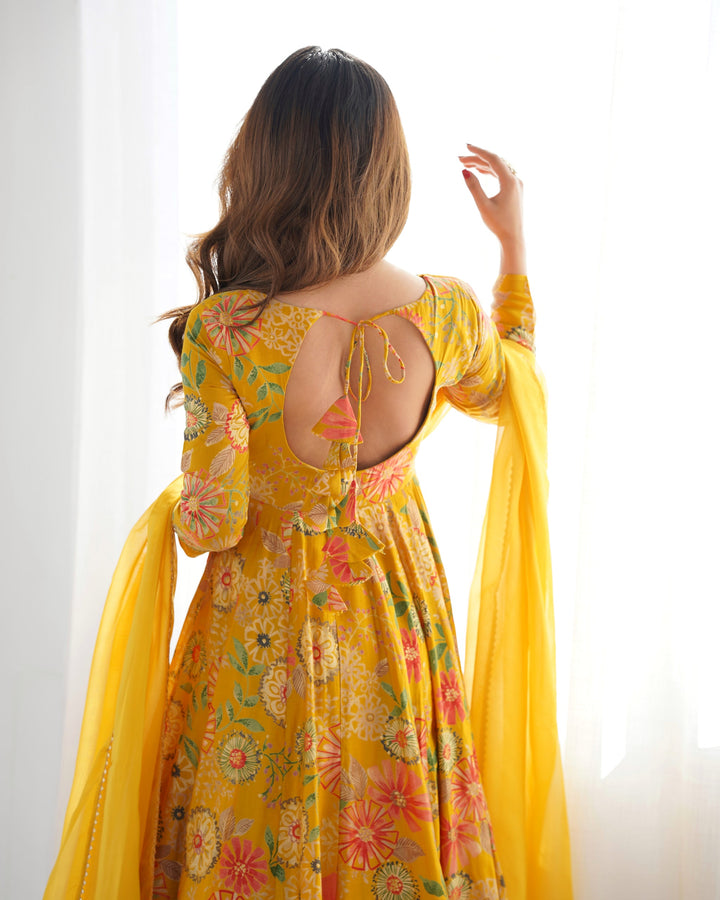 Mirror Designer yellow color Heavy Salwar Suits Designs