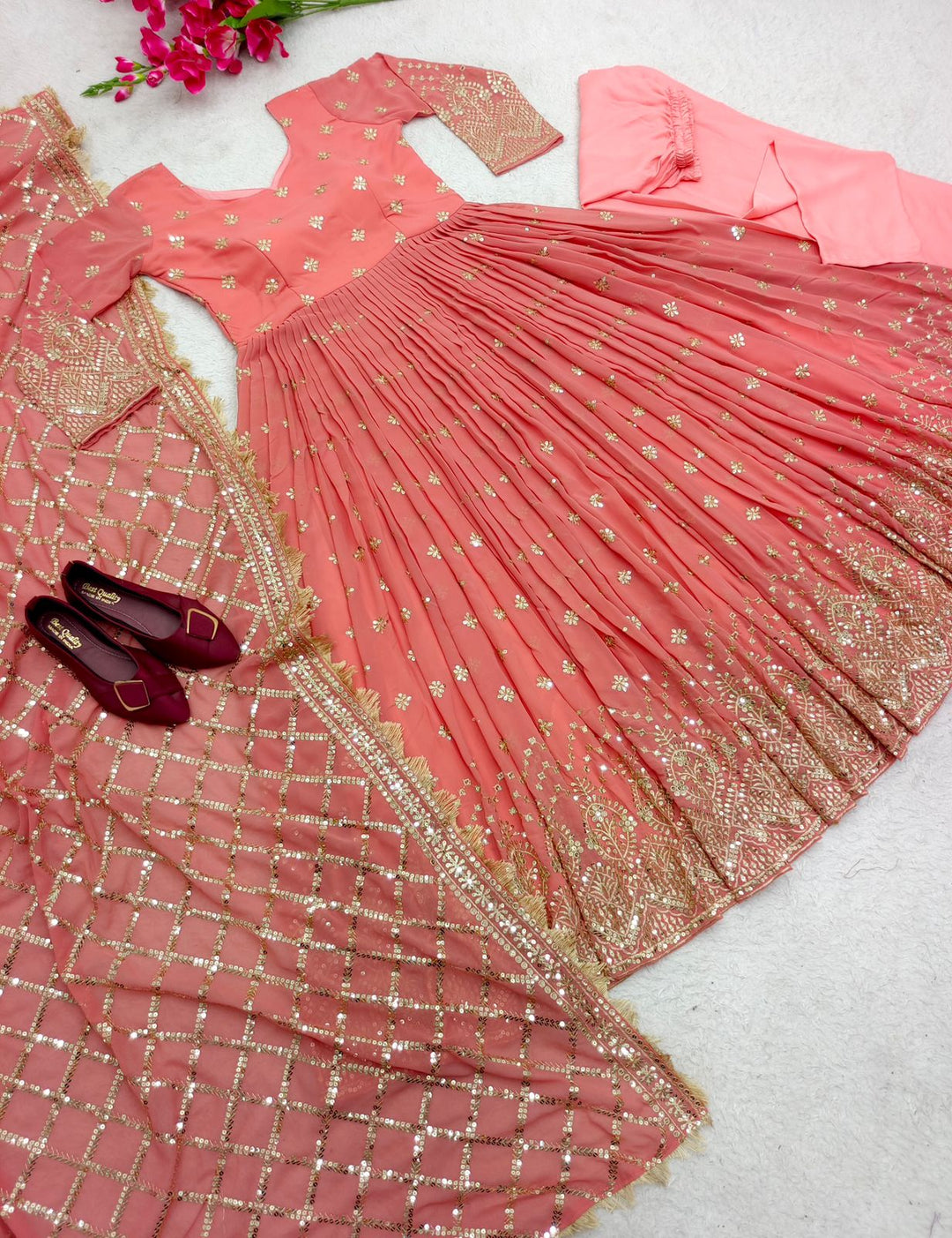 Designer Heavy Printed Bollywood Gown Dress Design for girls