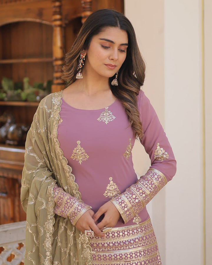 light purple Colored Festival Wear Digital Printed Pure Cotton Silk Salwar Kamezz With Dupatta Piece