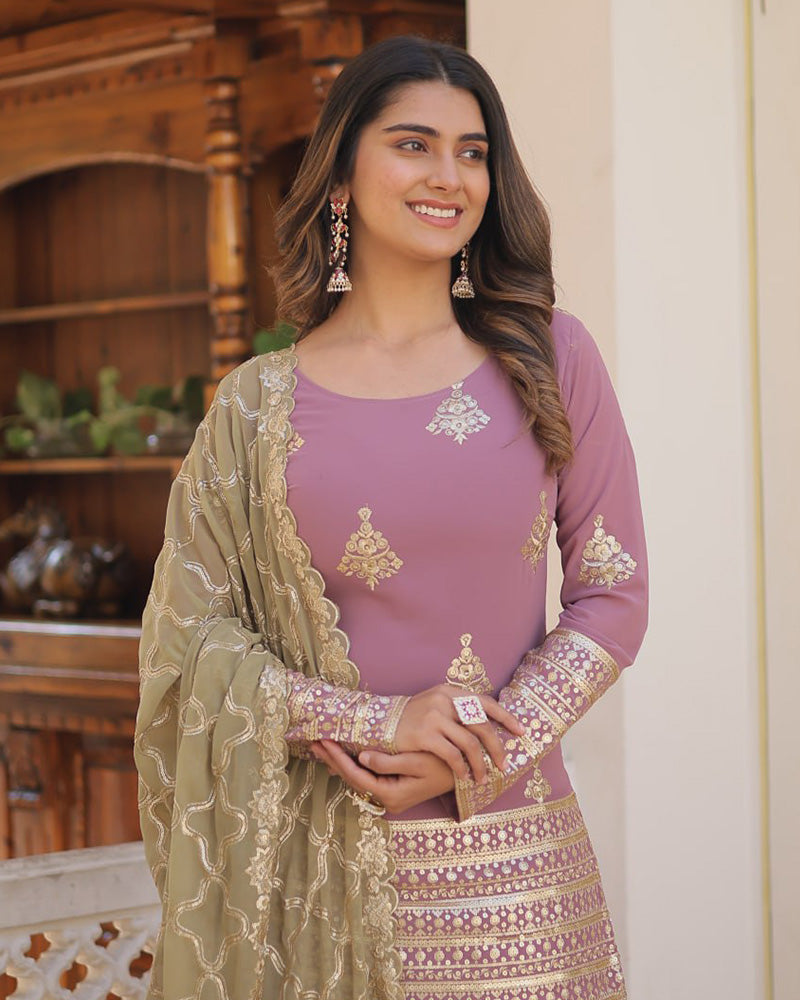 light purple Colored Festival Wear Digital Printed Pure Cotton Silk Salwar Kamezz With Dupatta Piece