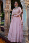 light Pink color Attractive Heavy Embroidery Work Lehenga Choli for bride