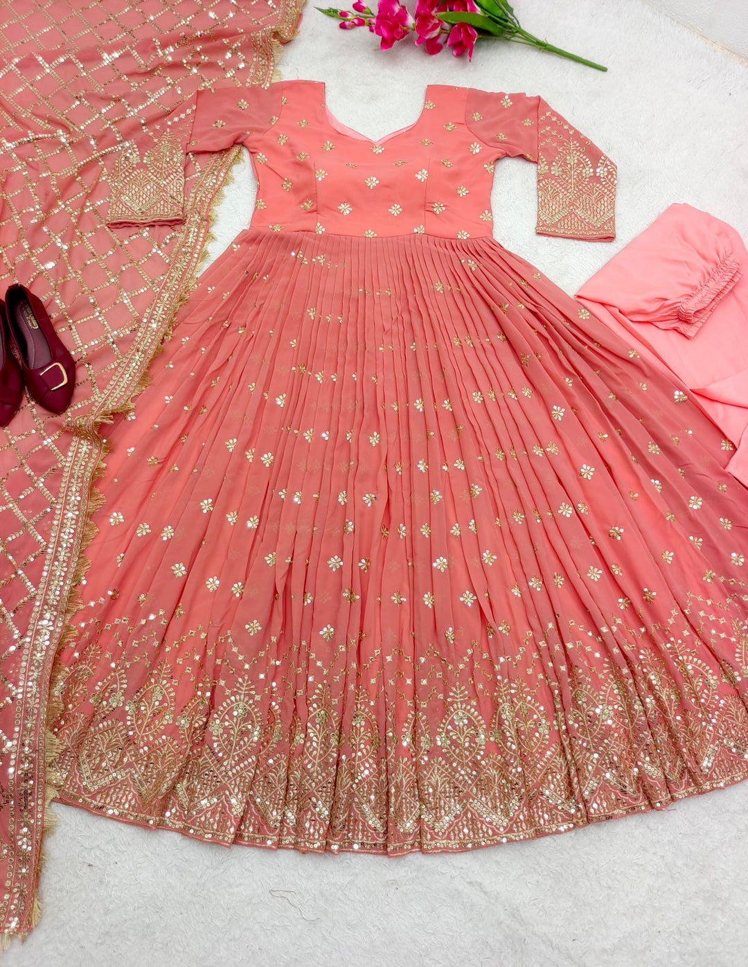 Designer Heavy Printed Bollywood Gown Dress Design for girls