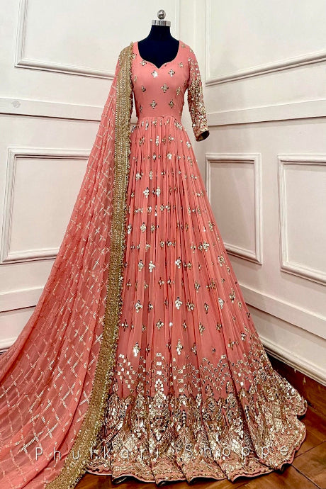 Designer Heavy Printed Bollywood Gown Dress Design for girls