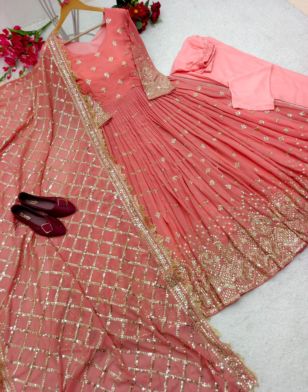Designer Heavy Printed Bollywood Gown Dress Design for girls